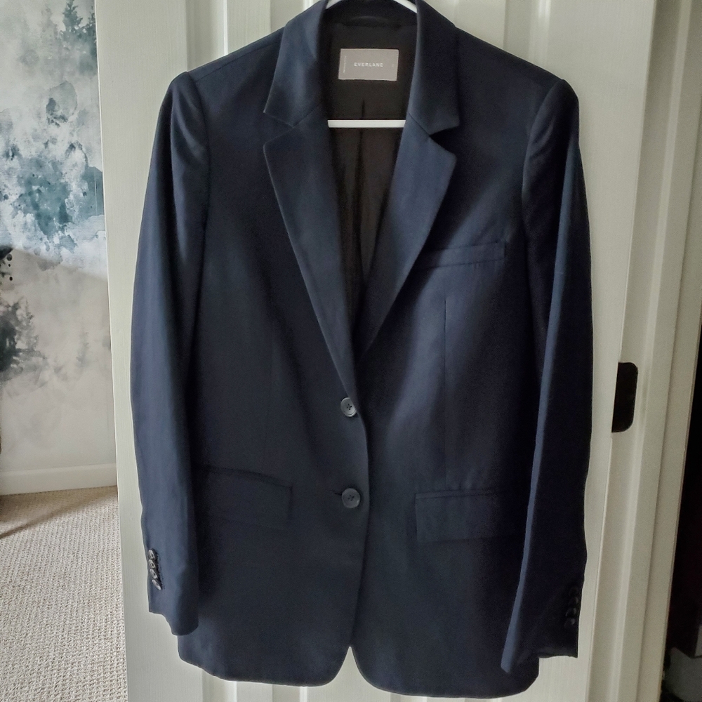 .. Everlane The Cotton-Linen Blazer, Midnight (2)